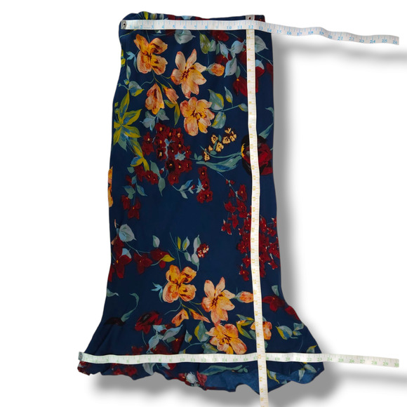 NWT B.O.G. Band of the Free Pisa Floral Ruffle Slip Skirt Sz S [4-6] Teal Garnet - Picture 10 of 11